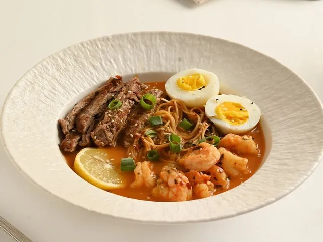 Ramen Noodles, Steak and Shrimp